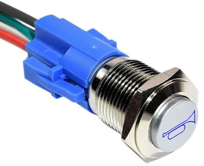 ETOPARS Rostfreier Stahl 19mm Momentaner Kippschalter Auto Wippschalter | 12V 5A Metall Druckschalter Wasserdicht Hornschalter EIN/AUS Taste Schalter mit Drahtstecker Blau Licht