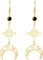 Dreifacher Mond Göttinnen-Ohrringe Für Frauen Mädchen Stahl Keltischer Knoten Mond Rune Schwarz Kristall Amulett Ohrhänger Wicca Schmuck (Gold 2)