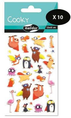 My Mandarine CY112Cpack 10 Bogen 3D Stickers Cooky (280 Stickers) Tiere