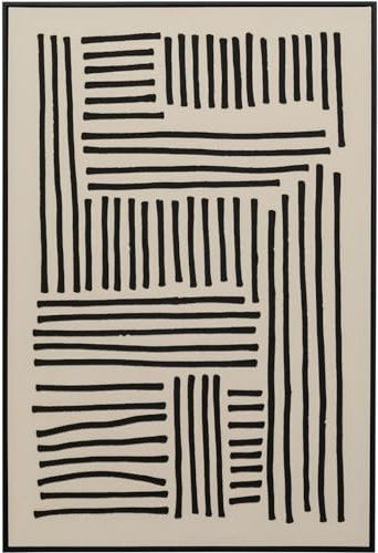 Kare Design Leinwandbild Artistic Line, Schwarz/Weiß, Wandbild, Bild mit Rahmen, mit Ölfarbe handgemalt, Abstrakt, Modern, Wohnzimmer, Schlafzimmer, Flur, 113x73 cm (L/B)