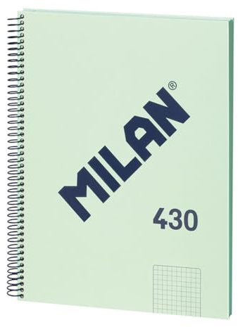 MILAN® Cuaderno A4 con tapa dura, cuadrícula 5x5mm, 80 hojas, papel de 95 gr/m², serie 1918, verde