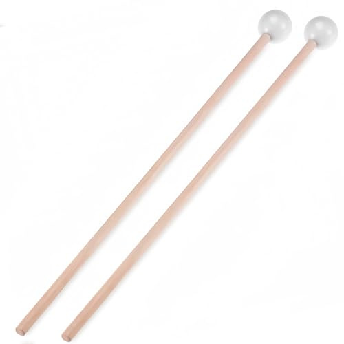 Musiin Marimba & Glockenspiel Percussion Schlägel – Gummi-Xylophon-Schlägel mit Holzgriffen (weiß)