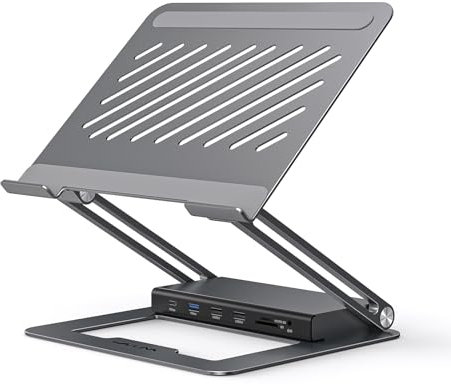 WAVLINK Docking Station Stand, 13 in 1 Laptop Docking Station with 5K DP1/2+HDMI1/2, 100W PD, USB-C/A, 2*USB 2.0, Ethernet, SD/TF Slots, Audio/Mic, Compatible with M1/2/3 Mac/HP/Dell/Asus/Acer
