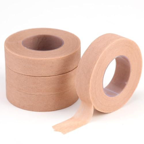 4 Rollen Micropore Tape Selbstklebender Verband, Hautfreundliches Chirurgisches Mikroporen-Klebeband 1,25cm x 9,14m, Atmungsaktiv & Flexibles Verband für Wundversorgung, Sport, Wimpernverlängerung