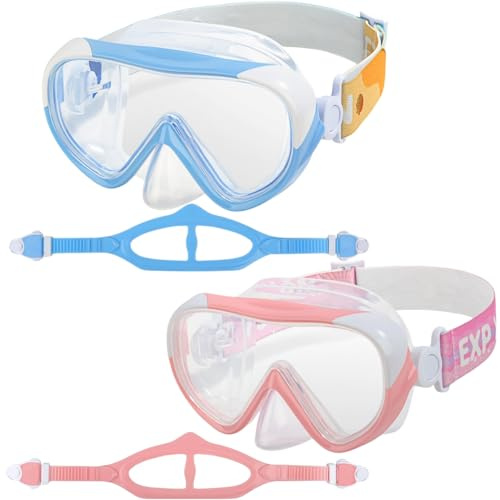 Ultimate 180 Kids Swim Goggles - Anti-Fog Child Diving Mask with Nose Cover & Fabric Strap for Ages 4-14 - Leak-Proof for Swimming, Snorkeling and Diving