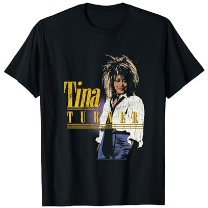 Tina Turner Distressed Necktie Graphic T-Shirt - Black, Unisex-Adults, Small