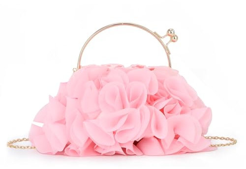 Jywmsc Femmes Floral Embrayage Sacs à Main Satin Fleur Sac de soirée Party Prom Sacs à Main