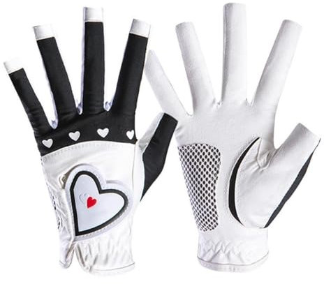 Golfhandschuhe 1Pair Frauen Golfhandschuhe Fingerlose Weiche Sporthandschuhe Damen Mädchen Granulat Anti-Skid Handschuh Linke und rechte Hand Elegante Fäustlinge Golfhandschuhe Damen(Noir,17)