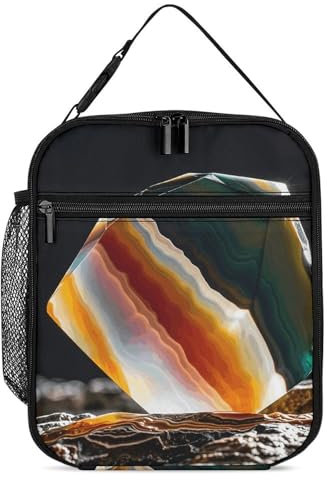 GHBNK Lunchbox, isolierte Lunchtasche für Damen und Herren, tragbare Lunchbox, einzigartiger Edelstein, Onyx, Steine, wiederverwendbare Kühltasche