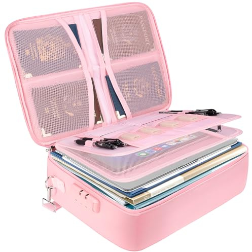 BALEINE Fireproof Document Box with Lock, Waterproof Fire Safe File Bag