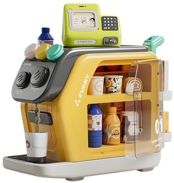 Fridge Coffee Machine Toys, Pretend Shopping Playset, Children's Cash Register Toys, Refrigerator Toy Set, Kids Coffee Machine, Interactive Kitchen Playset, Role Play Shopping Toys