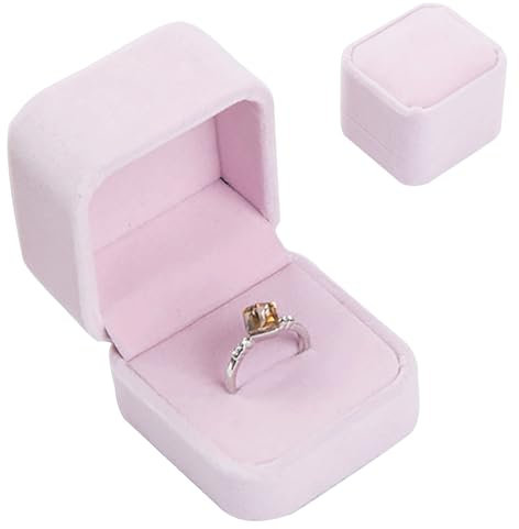 Fadcaer Velvet Ring Boxes for Jewellery Wedding & Engagement Gifts - Earring Gift Box for Proposal & Ceremony - Men & Women (pink)