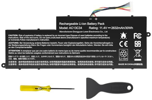 ASUNCELL 11.4V/30Wh AC13C34 Batteria del computer portatile per Acer Aspire V-11 E-11 V3-111 V3-112 ES1-111 E3-111 E3-112 E3-112M V5-122P V5-132 V5-132P, AC13C34 (31CP5/60/80) KT.00303.005