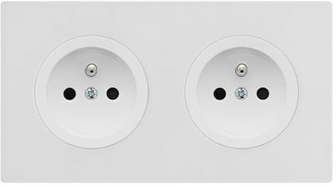 FONTINI - 2 prises 2P+T blanc glossy DOM avec plaque double blanc – Élégance et praticité pour vos installations électriques