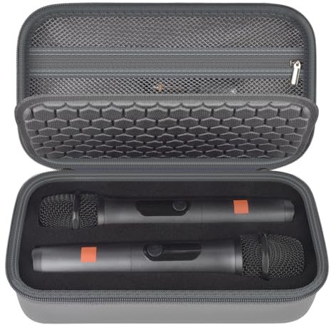 Boobowl Wireless Mikrofon Gehäuse kompatibel mit JBL Wireless Zwei Mikrofon/für JBL Partybox, Handheld Dual Mic Reisespeichertasche für Empfänger, Batterien und anderes Zubehör (Grau)