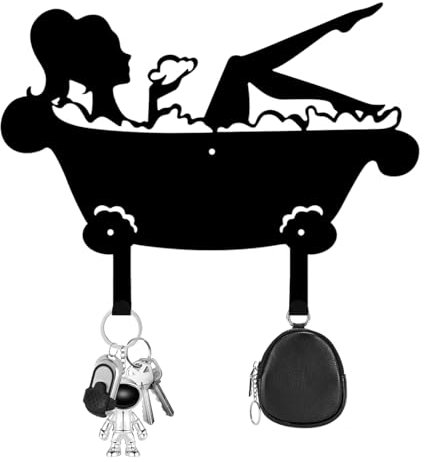 Lvjkes Schlüsselhalter, Schlüsselkasten Aus Metall, Schwarz Multifunktionaler Schlüsselhalter zur Wandmontage, Mit 2 Schlüsselhaken für Schlafzimmer, Eingänge, Garagen (Badewanne)