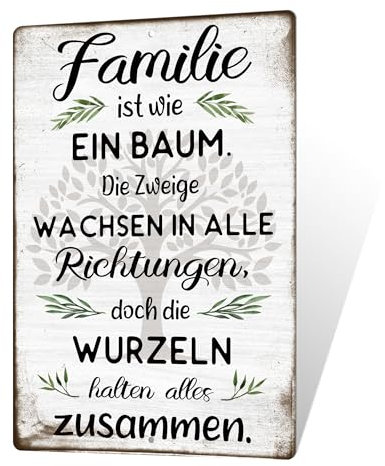 Putuo Decor Blechschilder Sprüche – Vintage Metallschilder mit Sprüchen für Wohnzimmer & Flur Deko, Bild Familie Wanddeko, 30x20cm (Familie ist wie ein Baum)