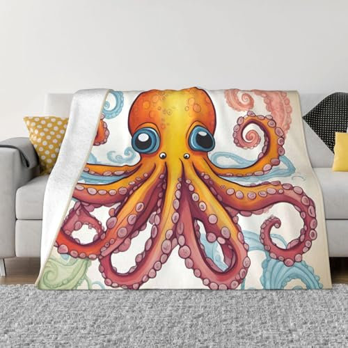 Color Octopus ultraweiche Fleece-Decke, gemütlich, leicht, warm für Bett, Couch, Sofa und Reisen