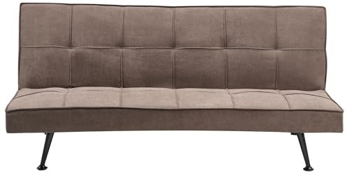 Beliani 3-Sitzer Sofa mit Schlaffunktion Stoff braun Schlafsofa ohne Armlehnen Hasle