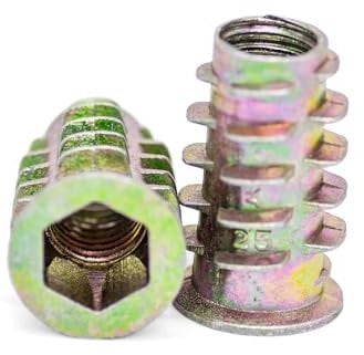 H-BOLT Type D Wood Insert Nuts - M6 & M8 Available - Premium Metal Hex Drive Threaded Inserts for Woodworking | Durable, Easy to Install, Ideal for Furniture and Cabinet Assembly (10, M6 13mm)