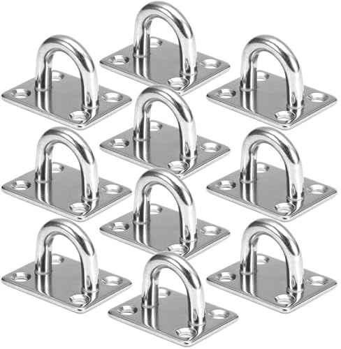 CINGHIA Gancio Soffitto,10 Pezzi Gancio da Soffitto,Ganci da Soffitto,Piastra Oculare,Placca Occhiello per Appendere Reti Sospese, Corde,Ancoraggio ai Soffitto