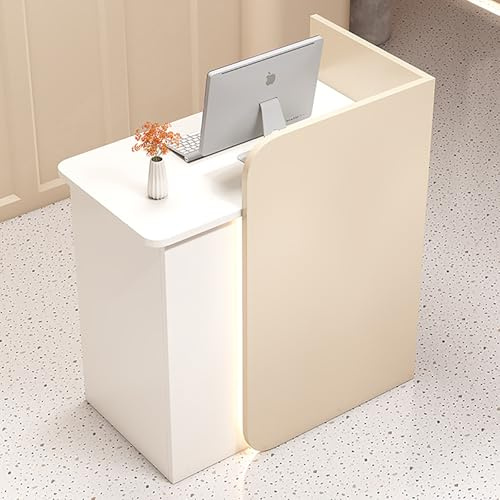 Empfangstheke Holz, Moderne Empfangstresen, Front Theke Bürotheke Rezeption Tisch, Verkaufstheke Mit Schubladen Und Schränken, Rezeptionstheken Für Salon Geschäft Hotel Büro A-turn left 60×45×100CM