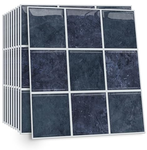 Celestdeco 2D Fliesenaufkleber Tiefblau 30x30cm,10 Stück Selbstklebende Klebefliesen für Küche & Badezimmer, Küchenrückwand Wandverkleidung