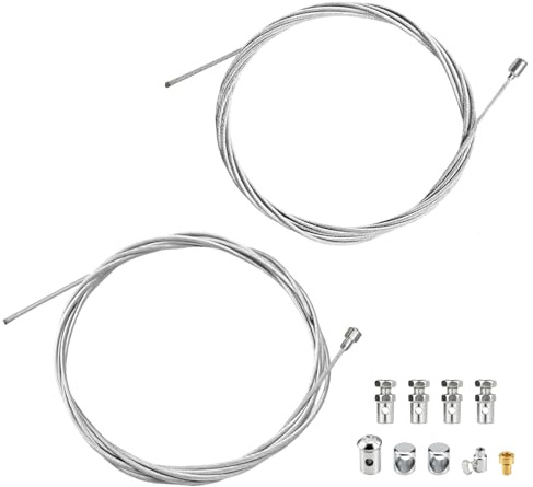2 Stück 2m Motorrad Universal Seilzug, Universal Kabelreparatursatz, Bowdenzug Reparaturset, Gaszug Kupplungszug Schaltzug Kabelsatz mit 9 Schraubnippeln, Ø1.38mm Ø1.96mm Seilzug für Roller Mofa Moped