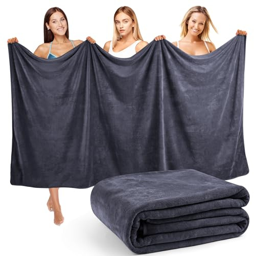 Lureon XXL Badetuch Groß 100x200 cm - Saunahandtuch & Badehandtuch Groß mit 420 g/m² - Saunatuch & Sauna Handtuch als Strandtuch - Stark Saugfähig & Weich für Damen und Herren (Dunkelgrau)