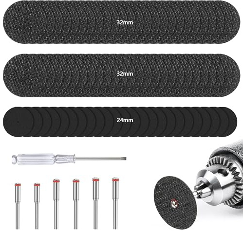 Yurifaz 86 Pcs Rotary Tool Cut Off Wheels,32mm Cutting Disc Set and 24mm Resin Cutting Discs with 6Pcs Mandrels,Cutting Discs for Dremel Rotary Tool