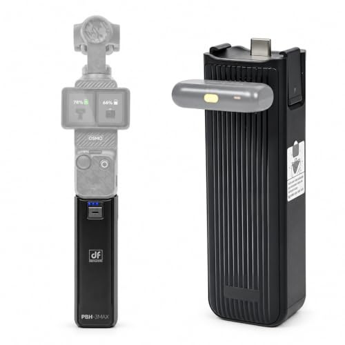 Impugnatura Batteria con Connessione Microfono per DJI Osmo Pocket 3/4/4P | 5000mAh Full-Decoding Power Handle, Connessione Microfono, Type-C Data Transfer e 1/4 di Pollice Thread
