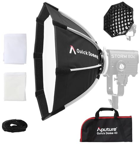 Aputure Light Dome Quick Dome 40 Softbox, soporte circular Bowens de 40 cm con diseño de liberación rápida, incluye difusión, rejilla de control de luz y bolsa de transporte para luz de video LED
