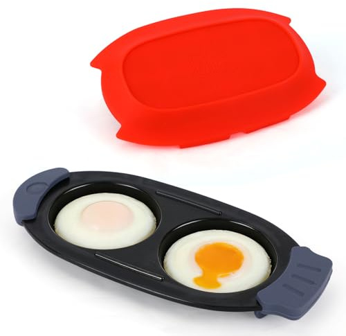 Microwave Egg Cooker, Portable 2-Egg Double Poacher for Breakfast Sandwiches Multi Use Microwave Cookware Poached Maker Fryer Saucepan Pan Cups for Home Kitchen Travel & RV
