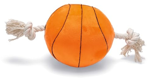 Beeztees Basketball mit Seil, Hundespielzeug, Plüsch, Orange, 33x19x19cm