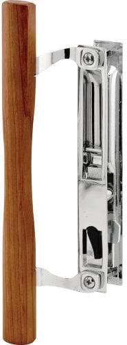 Prime-Line C 1148, Chrome Sliding Door Flush Latch Handle Set, 6-5/8in, Diecast Construction, Plated, Wood Pull, Pack of 1, 6-5/8 in