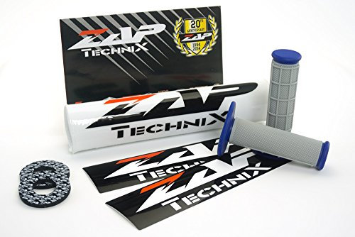 ZAP Set - Lenkerpolster Weiß + 2 Sticker + MX-Griffe Grau/Blau + Donuts