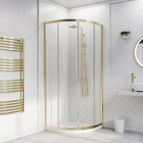 Nes Home 800 x 800mm Quadrant Corner Shower Enclosure Brushed Brass