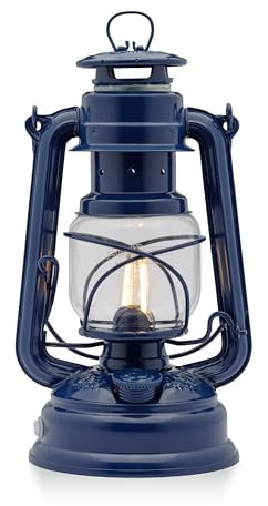Feuerhand Sturmlaterne Baby Special 276 - Made in Germany seit 1893 - Petroleumlampe aus pulverbeschichtetem Stahl und bruchsicherem Glas - Blau