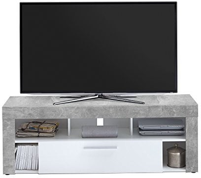 möbelando TV-Lowboard HiFi Longboard Unterschrank Fernsehtisch Rack Tisch Morena I Light Atelier/Weiß