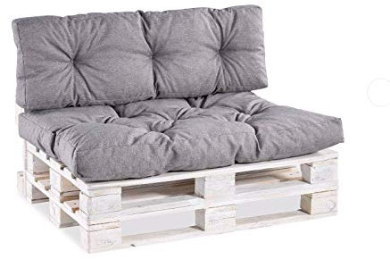 Gutekissen® Palettenkissen, Gartensofakissen, Gesteppte Kissen gefüllt mit granuliertem Poulirette-Schaum, viele Farben und Größen PPI (Eckkissen 60x40, gesteppt Grau)