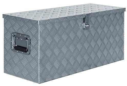 vidaXL Cassetta in Alluminio 90,5x35x40 cm Argento Organizer Porta Utensili