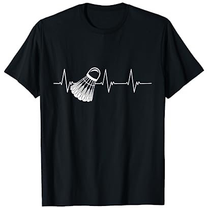 Badmintonspieler Herzschlag EKG Federball Badminton T-Shirt