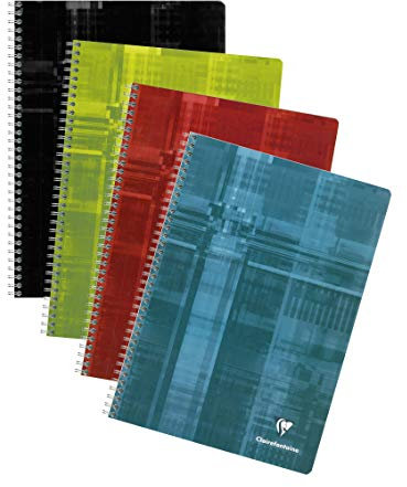 Clairefontaine 68162C - Packung mit 5 Notizbücher mit Spiralbindung, DIN A4, kariert, 90 g, 90 Blatt, farbig sortiert, 1 Pack