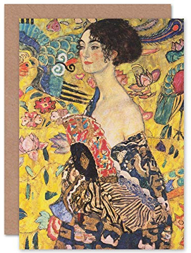 Artery8 Gustav Klimt Dame Mit Fächer Porträtgemälde Weihnachtskarte