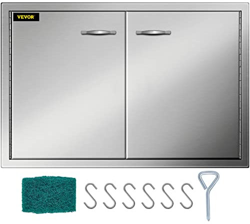 VEVOR Porte da Cucina da Esterno da 33x22 Pollici, BBQ Island Door Con 2 Porte, Porta In Acciaio Inox Doppia, Le Porte della Cucina per Barbecue alle Condizioni Meteorologiche