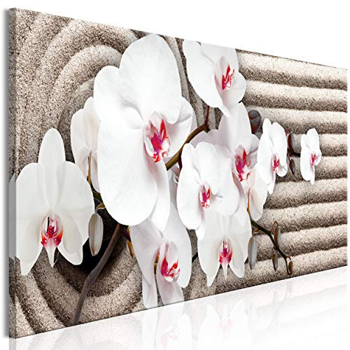 decomonkey Bilder Blumen Orchidee 120x40 cm 1 Teilig Leinwandbilder Bild auf Leinwand Vlies Wandbild Kunstdruck Wanddeko Wand Wohnzimmer Wanddekoration Deko Spa Zen Natur