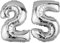 DekoRex Folienballon Silber 82cm Geburtstag Jubiläum Hochzeit Deko (Zahl 25)
