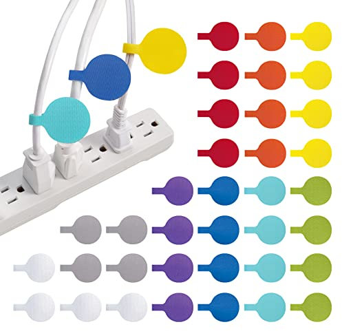 Cable Labels - Wrap-It Storage - Circles, Multi-Color (36-Pack) - Color Coded Labels for Organizing, Wire Tags Write on Surface for Labels for Charging Cords and Electronics