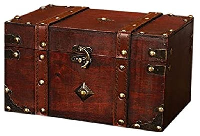 Schmuckkästchen Retro Schatztruhe Vintage Holz Aufbewahrungsbox Antike Stil Schmuck Organizer for Schmuckkasten Schmuckkiste groß Schmuckkästen (Color : Wine, Größe : 2)