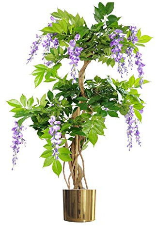 Leaf Design UK Realistic Artificial Tree, Wood, Wisteria Gold, 110cm